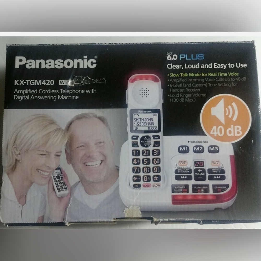 Panasonic Amplified Cordless Phone - White - used 3 months for home office-